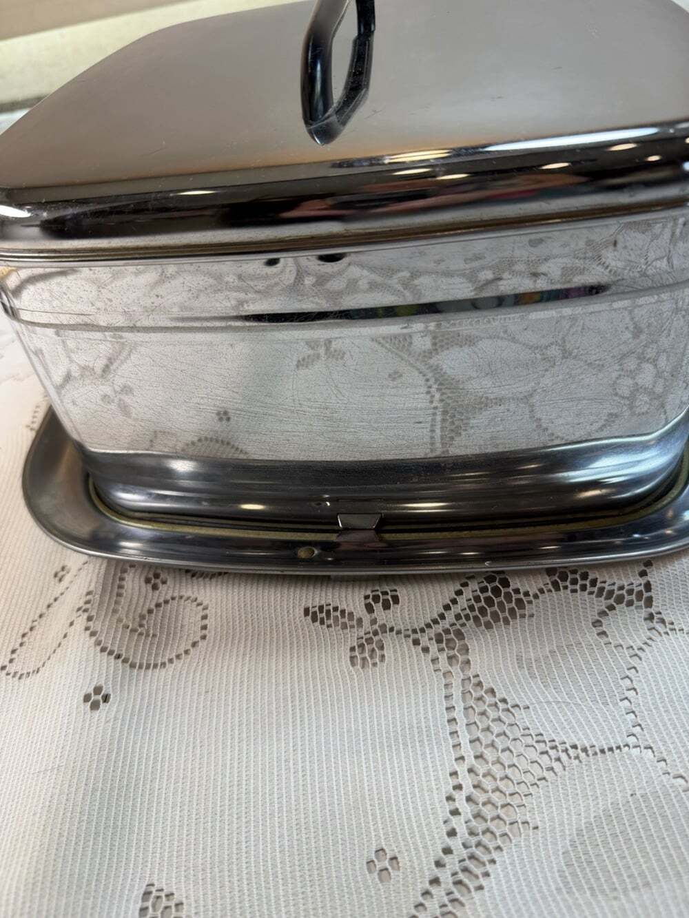 Vtg MCM Lincoln Beautyware Chrome Stainless Steel Cake Carrying Case Handle Rare - Picture 13 of 16